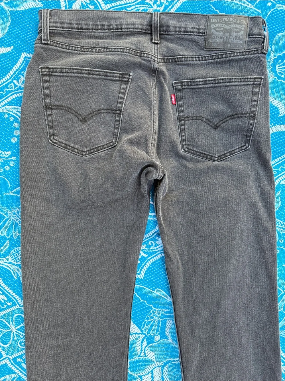 Levi's 502 Taper Black Washed Denim Jeans Size 34x32